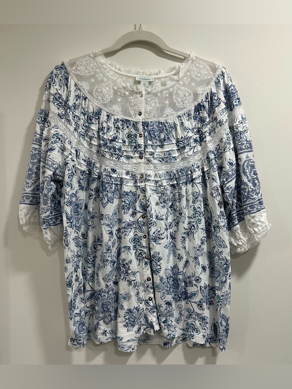 Sundance Floral Mesh Blouse size large